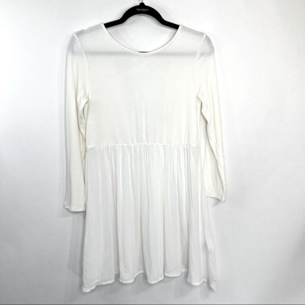 UO X Kimchi Blue Stella Babydoll Tunic Top Dress White Size Medium
